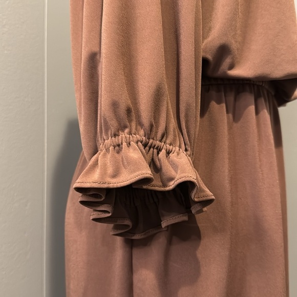 Boston Proper Women’s 6 Dress Cognac Off Shoulder Elastic Waist Wrist Blouson - Picture 3 of 7